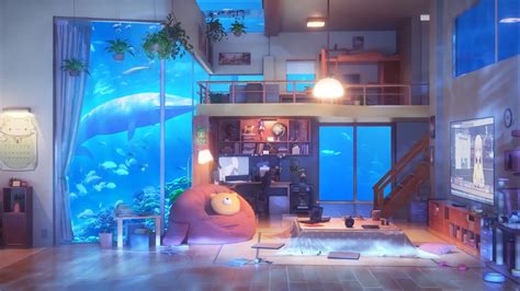 Anime Living Room Underwater HD Wallpaper | Background Image | 1920x1080 | ID:1024253 ...