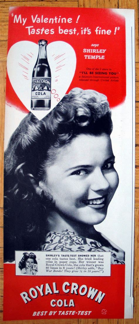 1945 Shirley Temple Taste Test-Royal Crown Cola-Original 13.5 | Etsy Diet Rite, Hires Root Beer ...