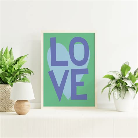 Love Quote Print Digital Art Download Minimal Green Typography ...