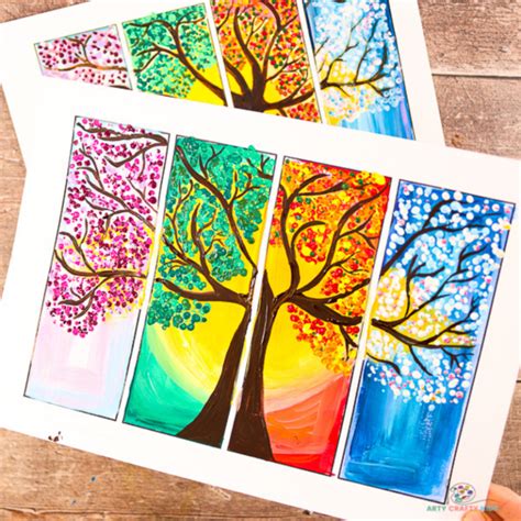 Four Seasons Tree Painting | Easy Art Project for Kids - Arty Crafty Kids