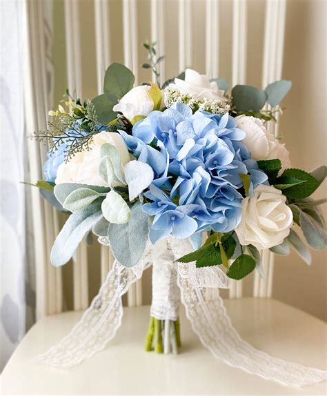 BD16- Blue Hydrangea With White Rose-Bridal Bouquet | ubicaciondepersonas.cdmx.gob.mx