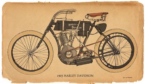 1903 Harley Davidson Painting by RG McMahon