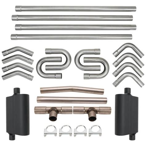 DIY Universal Dual Exhaust System Kit w/ H-Pipe, Mufflers, 2-1/2