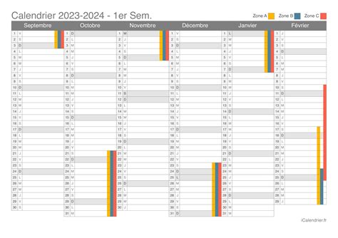 Calendrier Scolaire 2023 2024 Excel - Image to u