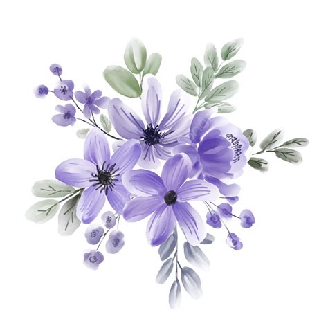 Purple Watercolor Flowers Png | Best Flower Site