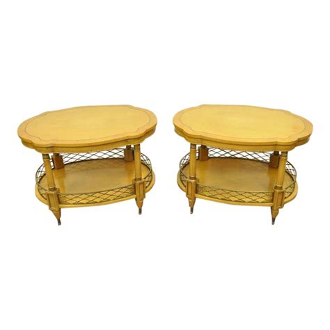 Vintage Custom French Regency Style Oversize Turtle Top Two Tier Lamp End Tables- A Pair | Chairish