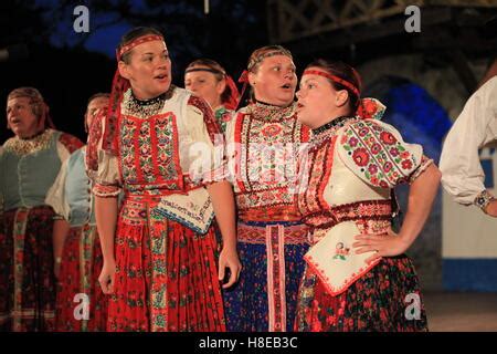 Slovak folklore ensemble performs at the Hontianska Parada folklore festival, Hrusov, Slovakia ...