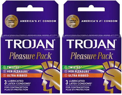 Trojan Pleasure Variety Pack Lubricated Condoms 3 Count (Pack of 2) - Walmart.com - Walmart.com