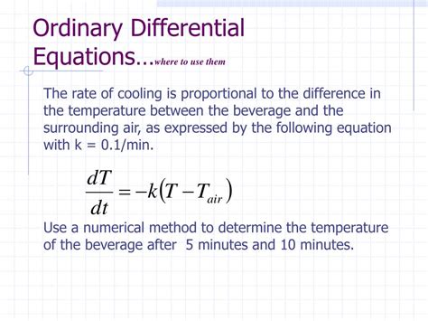 PPT - ORDINARY DIFFERENTIAL EQUATIONS Student Notes PowerPoint Presentation - ID:2557707