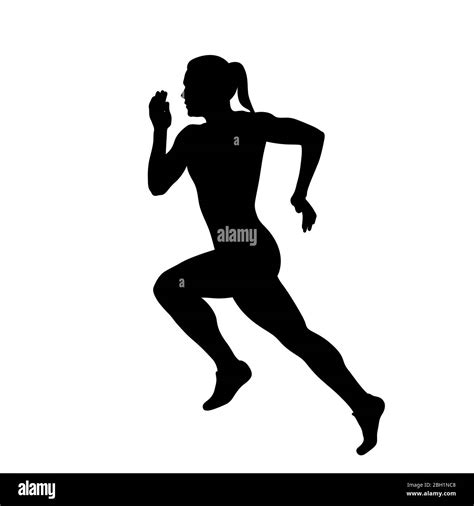 woman athlete sprinter run black silhouette vector Stock Photo - Alamy