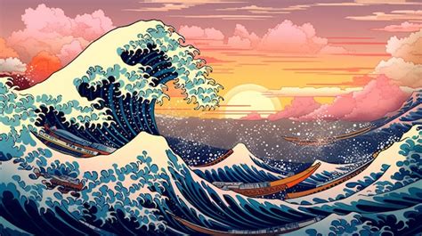 Premium AI Image | The wave off kanagawa is a painting of a wave.