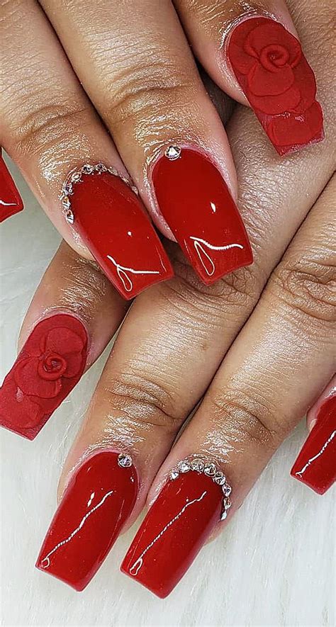 38 Red Nails Design Ideas. Different Coffin, Acrylic and Polish Methods ...