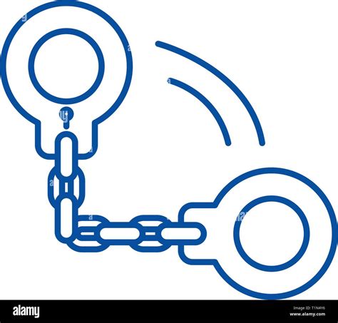 Handcuffs line icon concept. Handcuffs flat vector symbol, sign, outline illustration Stock ...