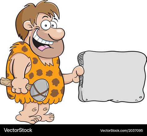 Cartoon caveman with a sign Royalty Free Vector Image