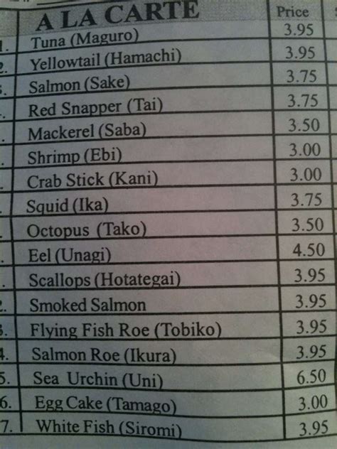 Menu at Shogun Restaurant, Oakland