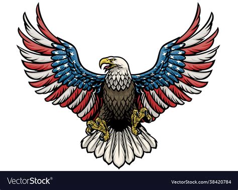 Soaring Eagle With American Flag