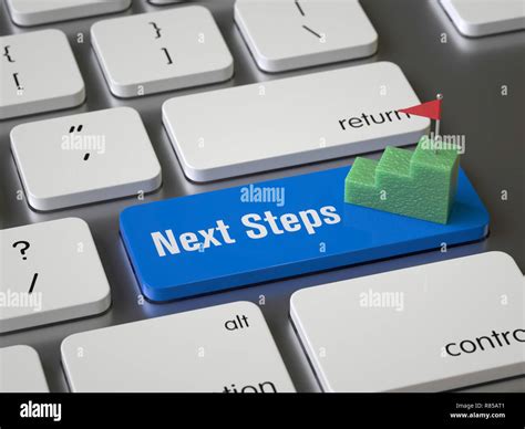 Next steps key on the keyboard, 3d rendering,conceptual image Stock ...