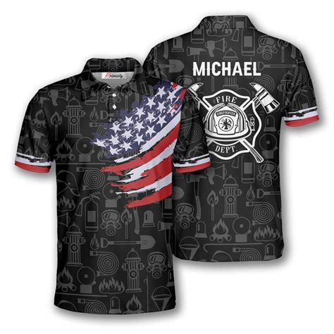 Firefighter Pattern American Flag Custom Firefighter Shirts for Men ...