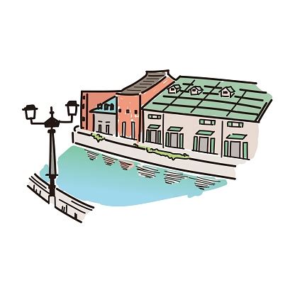 Illustration Of Otaru Canal Stock Illustration - Download Image Now - Architecture, Built ...