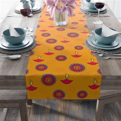 Diwali Table Runner, Indian Festival Table Decor, Diwali Decor, Decorative Lamp Print - Etsy