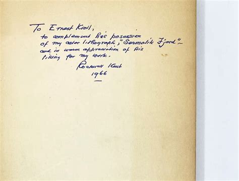 N BY E. by Kent, Rockwell; [Kroll, Ernest]: (1930) Book Club Edition., Signed by Author(s ...