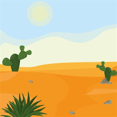 Desert landscape cartoon | Premium Vector