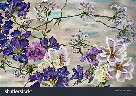 Oil Painting On Canvas Flowers Stock Illustration 2046094358 | Shutterstock