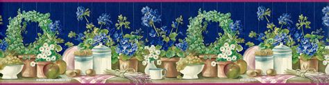 Country Kitchen Wallpaper Border Blue Flowers Green Leaf - Etsy Australia