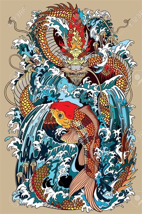 Stock Vector in 2020 | Dragon illustration, Japanese tattoo art, Dragon artwork