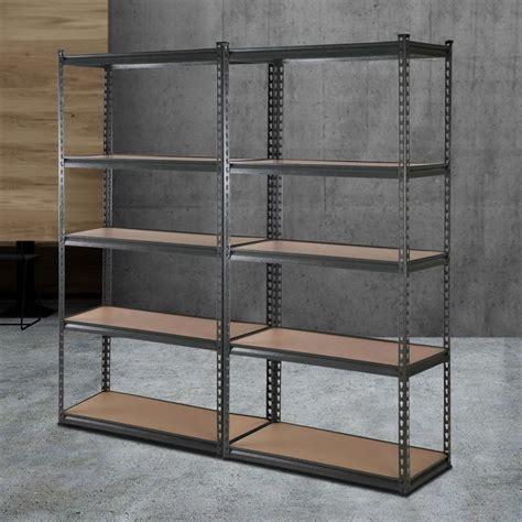 2x0.9M 5-Shelves Steel Warehouse Shelving Racking Garage Storage Rack Grey