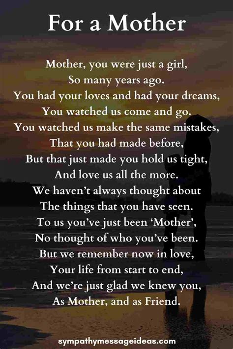 The 43 Most Touching Funeral Poems for Moms - Sympathy Message Ideas