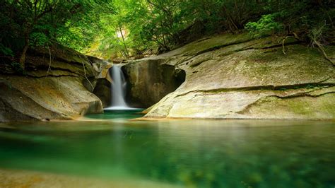 Waterfall Cliff Stone Water Trees Forest 4K HD Wallpapers | HD ...