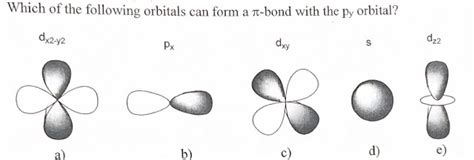 Solved Which of the following orbitals can form a n-bond | Chegg.com