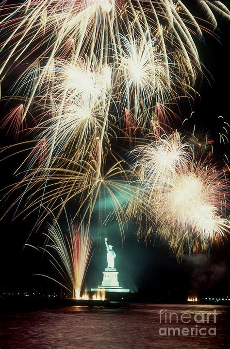 Statue Of Liberty Fireworks Photograph by Carroll Seghers - Fine Art America