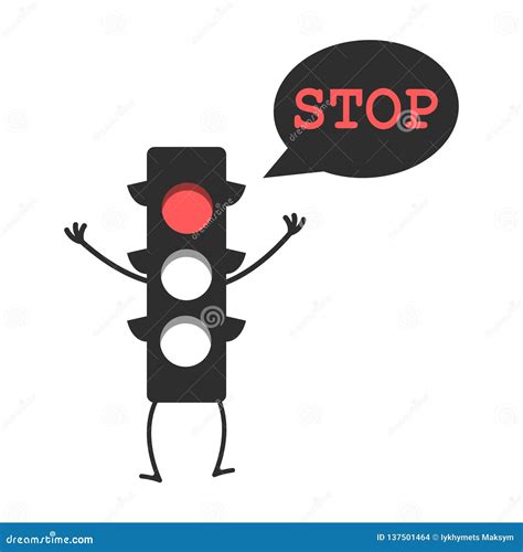 Illustration of Traffic Light Cartoon with Traffic Sign Stop Stock Illustration - Illustration ...