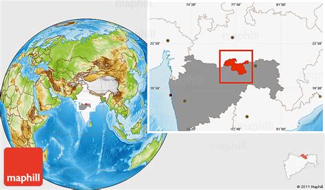 Physical Location Map of Amravati, highlighted country, highlighted ...