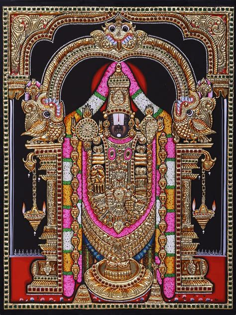 Standing Lord Tirupati Balaji Tanjore Painting with Frame | Traditional ...