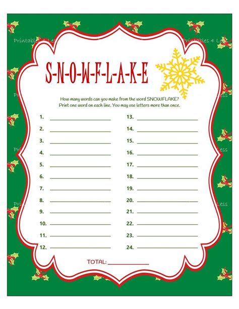 Holiday Printable Games - Printable Words Worksheets