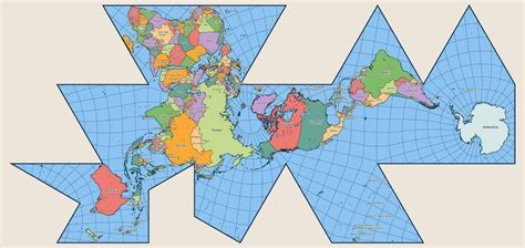 Vector Political World Map Fuller Projection, Dymaxion World map ...