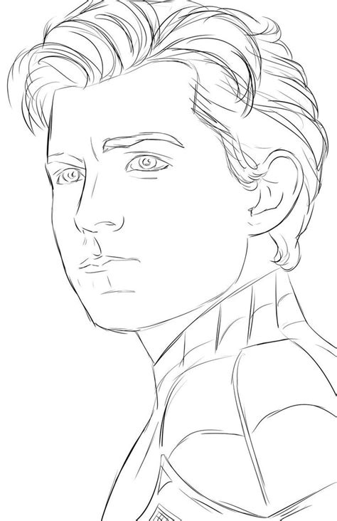 a drawing of the face of captain america, with his hair pulled back and ...
