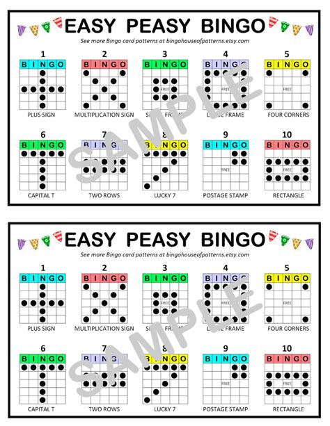 Easy Peasy BINGO Card Patterns for Really Fun BINGO Games Bingo Cards for Kids - Etsy