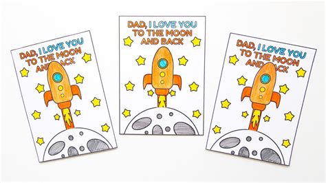 Father's Day Rocket Card Printable Template - Etsy