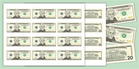 Printable 20-dollar Bill | Actual Size | Math | Twinkl USA