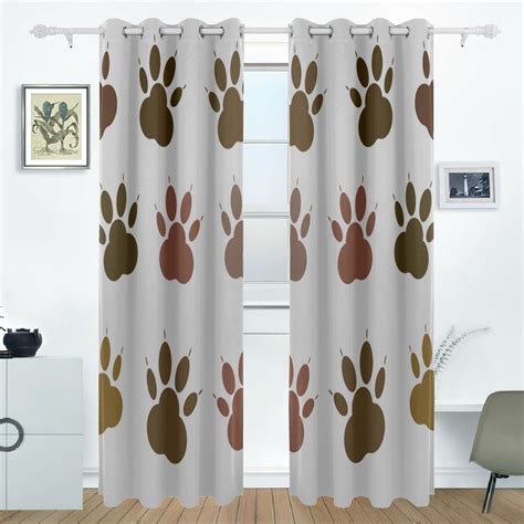 Restroom Window Curtains Cute Dog Paw Print Cartoon Print For Bedroom ...