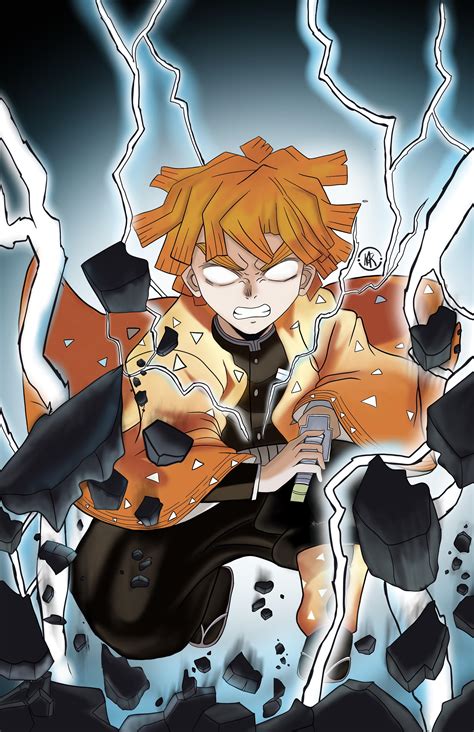 Zenitsu fan art by me. : r/KimetsuNoYaiba