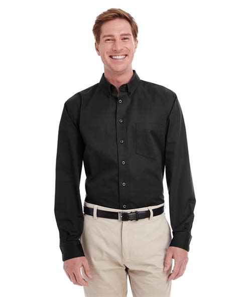 Harriton M581 Men's Foundation 100% Cotton Long-Sleeve Twill Shirt with Teflon™ - Shirtmax