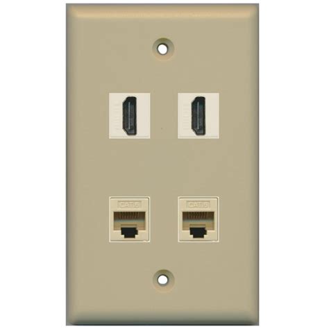 RiteAV - 2 Port HDMI 2 Port Cat6 Ethernet Wall Plate - Ivory - Walmart.com - Walmart.com