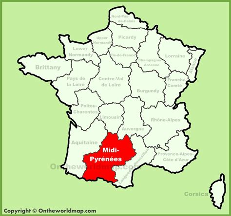 Midi-Pyrénées location on the France map - Ontheworldmap.com