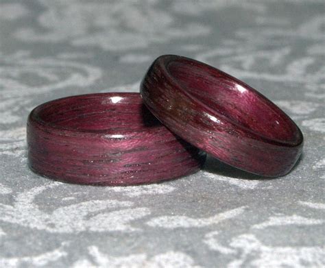 Set of Wooden Wedding Rings Purpleheart Pictured Other