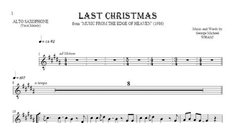 Last Christmas - Notes for alto saxophone - melody line | PlayYourNotes